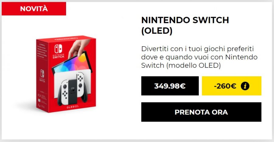 Nintendo Switch OLED in Italia a 349€! Da Gamestop porta la vecchia Switch + 2 giochi e la paghi 89€